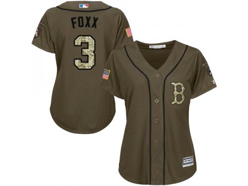 Women's Majestic Boston Red Sox #3 Jimmie Foxx Authentic Green Salute to Service MLB Jersey