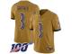 #3 Limited Robert Griffin III Gold Football Men's Jersey Baltimore Ravens Inverted Legend 100th Season