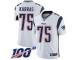 #75 Limited Ted Karras White Football Road Men's Jersey New England Patriots Vapor Untouchable 100th Season