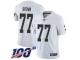 #77 Limited Trent Brown White Football Road Men's Jersey Oakland Raiders Vapor Untouchable 100th Season